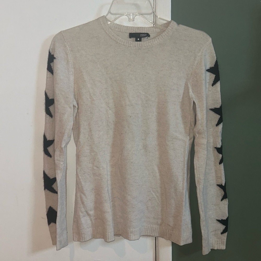 Oatmeal/Grey Aqua Cashmere Sweater